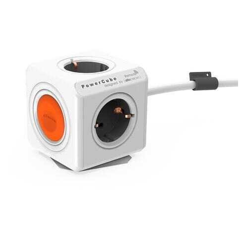 Удлинитель Allocacoc PowerCube Remote 1512/EUEXRM, 4 розетки, 1,5 м, White/Orange в Элекс